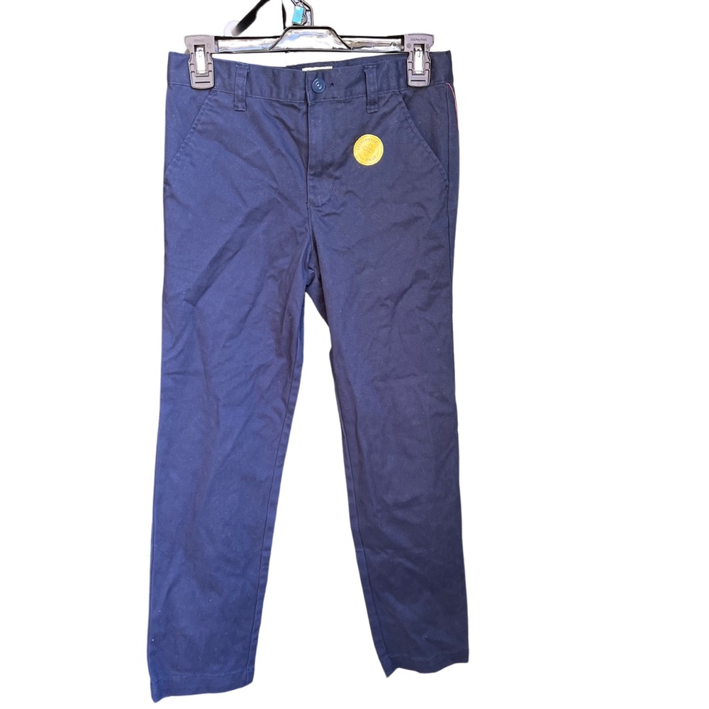 Cat & Jack Pants 12 Boys Flat Front Adjustable Waist Navy School Chinos